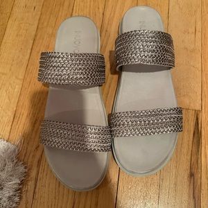 Silver platform sandals